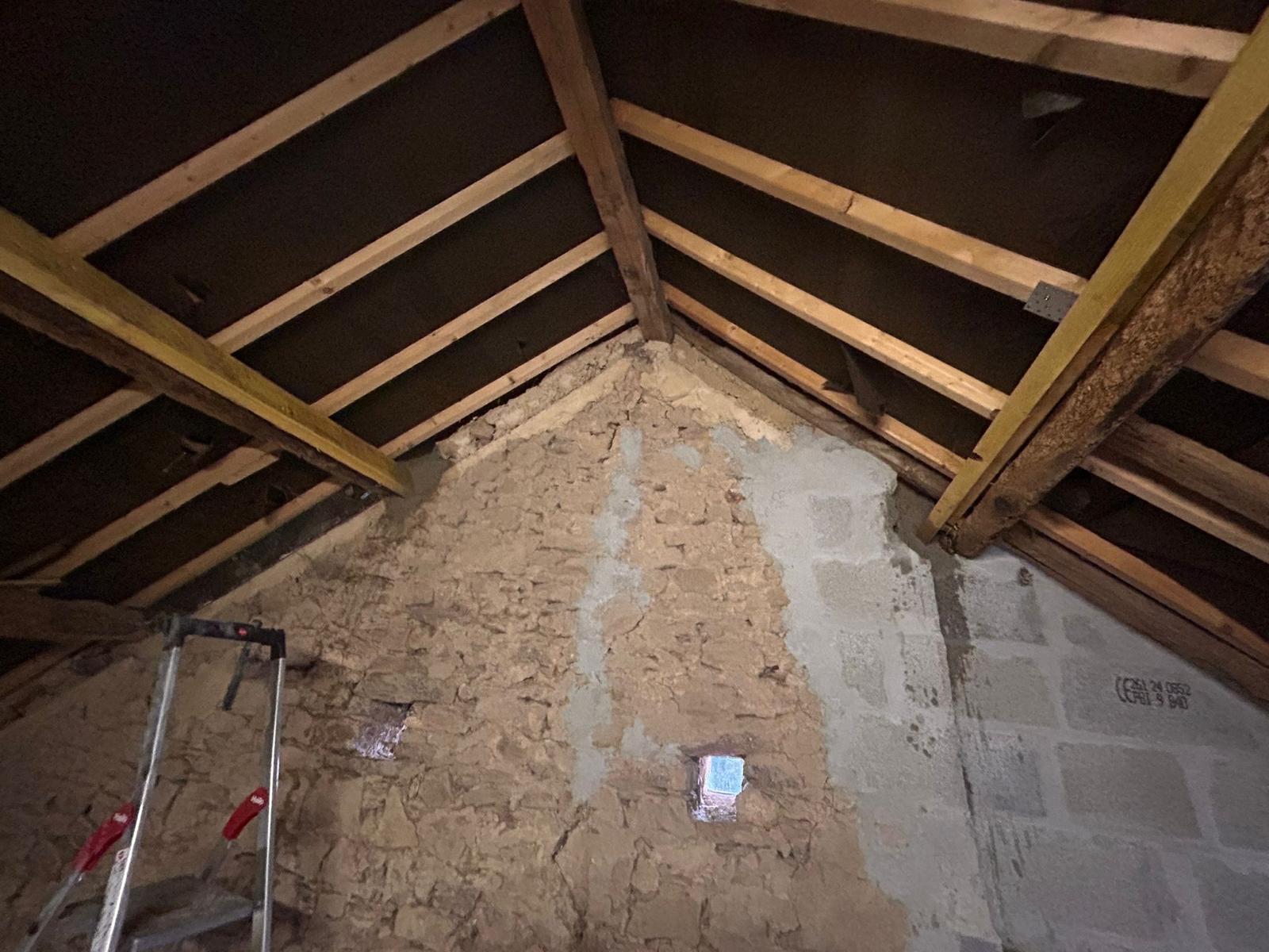 Combles perdus — soufflage laine minérale — avant